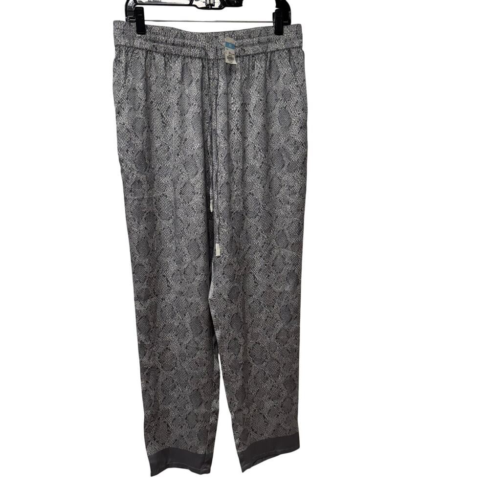 J.McLaughin Tia Desert Scale Snake Gray Satin Pull On Drawstring Pants Large